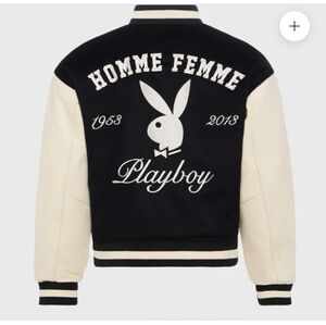 🔥NWT Rare Playboy Varsity Jacket-100%Leather Sleeves & Wool Body-Unisex XS men